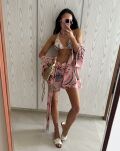 LA MILLA KOMPLET LNIANY KOSZULA KIMONO + SZORTY RÓŻ/MULTICOLOR - 8