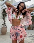 LA MILLA KOMPLET LNIANY KOSZULA KIMONO + SZORTY RÓŻ/MULTICOLOR - 6