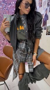 LA MILLA KURTKA BOMBER PREMIUM ECO SKÓRA GRAFIT