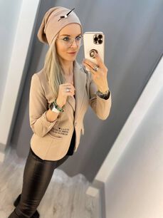 BY O LA LA...! BAWEŁNIANA CZAPKA Z KOKARDĄ BEŻ