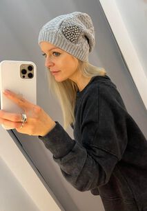 BY O LA LA...! ZIMOWA CZAPKA WARKOCZ KAMIENIE SZARA