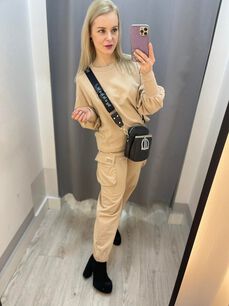BY O LA LA...! DRESOWY KOMPLET CARGO BEŻ