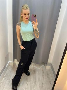BY O LA LA ! SPODNIE DRESOWE KIESZEŃ CARGO CZARNE