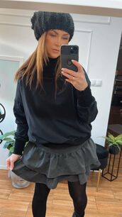 BY O LA LA...! KIMONOWY GOLF ZE ŚCIĄGACZAMI CZARNY