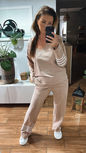 BY O LA LA...! DRES KOMPLET PASKI BEŻ