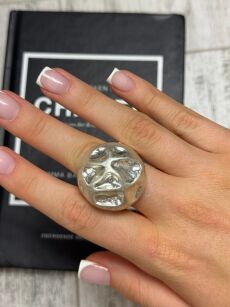 PIERŚCIONEK Z TRÓJWYMIAROWĄ FAKTURĄ SREBRNY