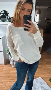 BY O LA LA...! BLUZKA BASIC HERB Z KIESZONKĄ KOKOS