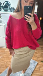 BY O LA LA...! OVERSIZOWY SWETER EVA FUKSJA