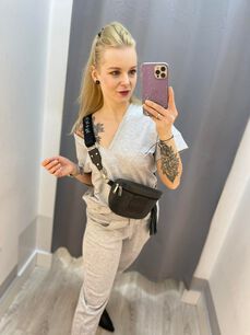 BY O LA LA...! BLUZKA BASIC V-NECK SZARA