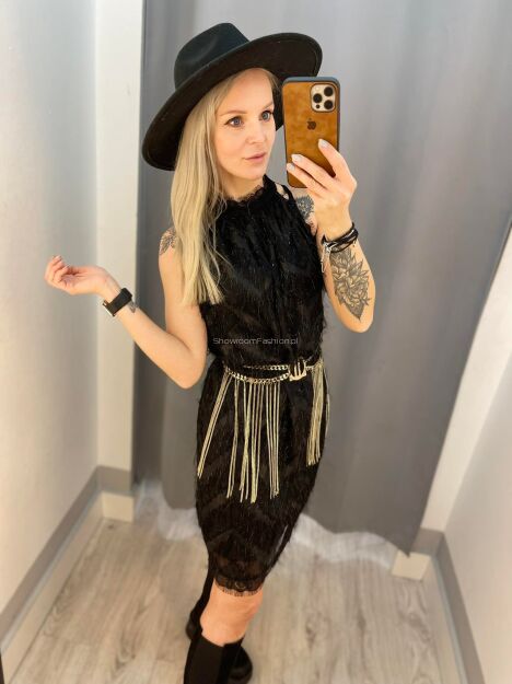 BY O LA LA ! SUKIENKA MINI Z FRĘDZLAMI CZARNA