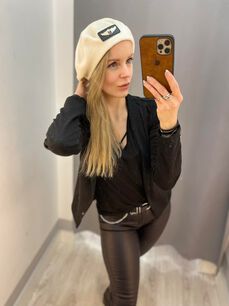 BY O LA LA ! CZAPKA BERET SKRZYDŁA ECRU