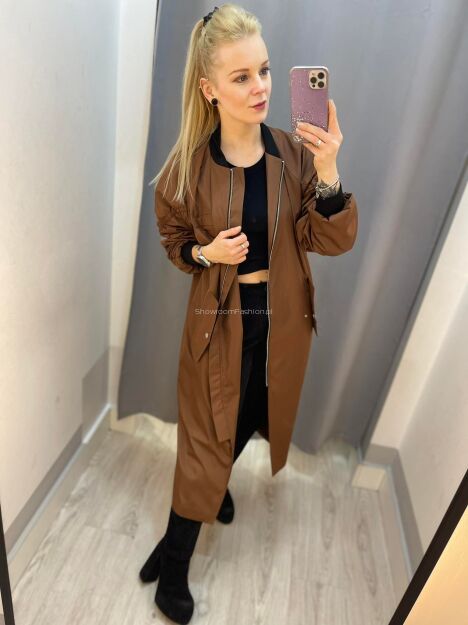BY O LA LA! ORTALIONOWY PŁASZCZ PARKA BRĄZ