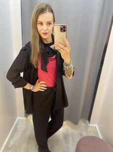 BY O LA LA...! KOSZULA Z ŻABOTEM MILANO CZARNA