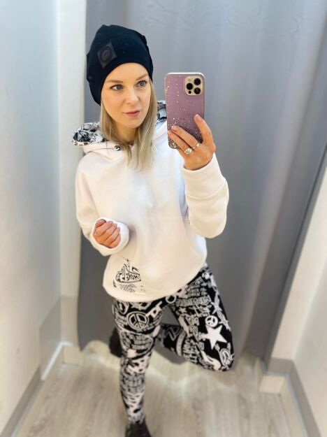 BY O LA LA! CASUALOWA BLUZA PRINT BIAŁA