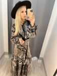 BY O LA LA! SUKIENKA MAXI BOHO Z AKSAMITKĄ SZARA - 2