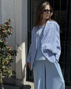 BY O LA LA...! LNIANA MARYNARKA OVERSIZE "B" NIEBIESKA