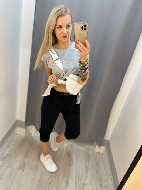 BY O LA LA ! DRESOWE SPODNIE BAGGY 3/4 CZARNE