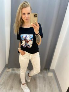 BY O LA LA! SPODNIE JEANSY WIĄZANE BIAŁE