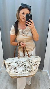 BY O LA LA...! BLUZKA Z RÓŻĄ BEŻ