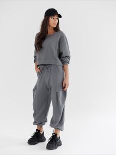 BY O LA LA...! DRESOWE SPODNIE ZASZEWKA SZARE