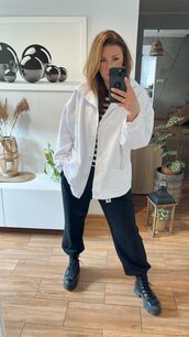 BY O LA LA! DRESOWA BLUZA GUZIKI BIAŁA