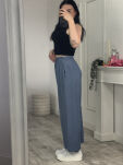 WISKOZOWE SPODNIE WIDE LEG NA GUMIE SWEET LIFE NIEBIESKIE - 5