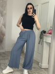 WISKOZOWE SPODNIE WIDE LEG NA GUMIE SWEET LIFE NIEBIESKIE - 3