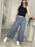 WISKOZOWE SPODNIE WIDE LEG NA GUMIE SWEET LIFE NIEBIESKIE - 4