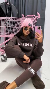 LA MILLA LEGGINSY Z DUŻYM LOGO CZEKOLADA