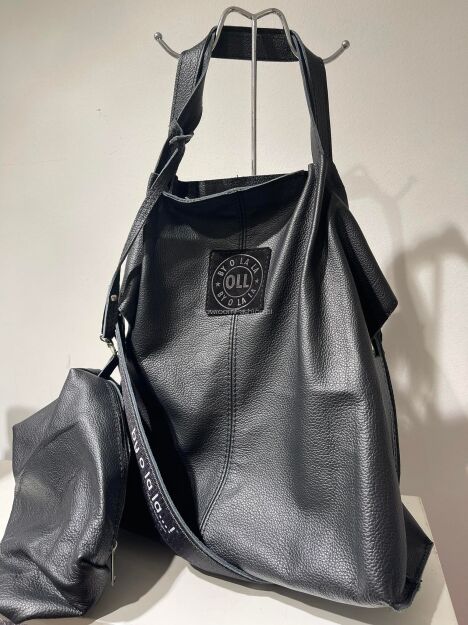 BY O LA LA ! TOREBKA SKÓRZANA SHOPPER Z SASZETKĄ CZARNA