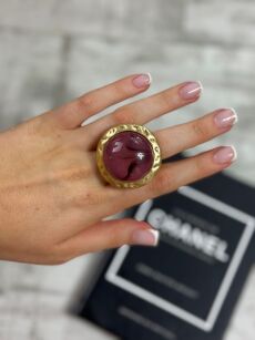 PIERŚCIONEK Z OKRĄGŁYM OCZKIEM ZŁOTO/RÓŻ/FIOLET