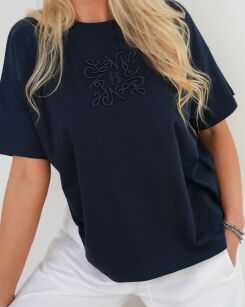BY O LA LA! BLUZKA T-SHIRT Z HAFTEM GRANAT