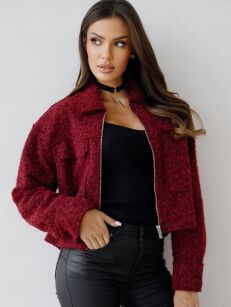 BY O LA LA! KRÓTKA KURTKA BUKLA BORDO (MERLOT)