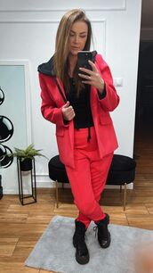 BY O LA LA...! MARYNARKA Z ODPINANYM KAPTUREM MAGENTA