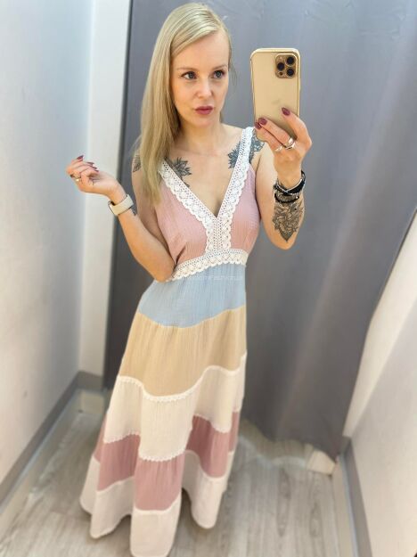 BY O LA LA! SUKIENKA MAXI SOPOT MULTICOLOR