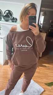 BY O LA LA! DRESOWA BLUZA LOVE CZEKOLADA