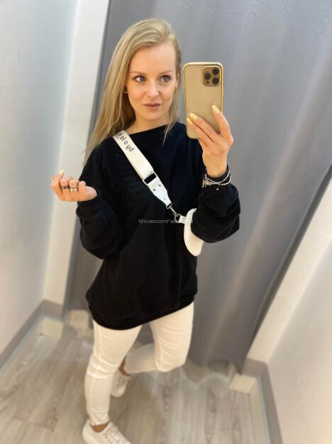 BY O LA LA! DŁUGA BLUZA 'DNI TYGODNIA' CZARNA