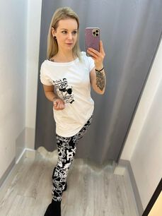 BY O LA LA...! BLUZKA T-SHIRT PRINT BIAŁA