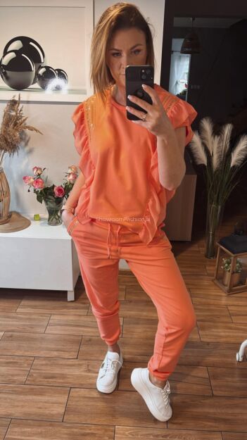 BY O LA LA...! DRES KOMPLET CYRKONIE POMARAŃCZOWY