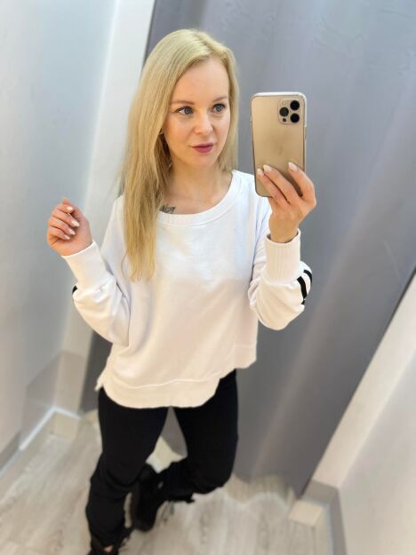 BY O LA LA! DRESOWA BLUZA Z LAMPASAMI BIAŁA