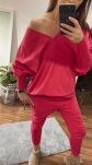 BY O LA LA...! OVERSIZOWA BLUZA BASIC ZE ŚCIĄGACZAMI MAGENTA - 4
