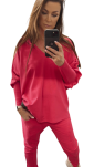 BY O LA LA...! OVERSIZOWA BLUZA BASIC ZE ŚCIĄGACZAMI MAGENTA - 7
