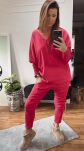 BY O LA LA...! OVERSIZOWA BLUZA BASIC ZE ŚCIĄGACZAMI MAGENTA - 3