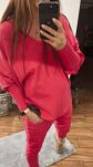 BY O LA LA...! OVERSIZOWA BLUZA BASIC ZE ŚCIĄGACZAMI MAGENTA - 5