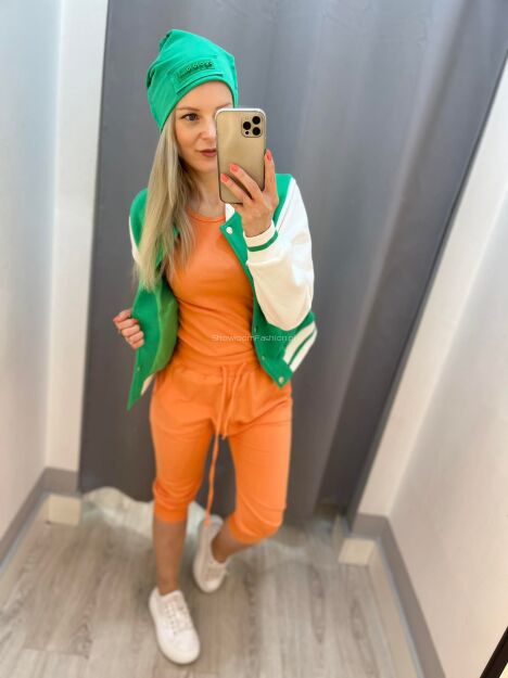 BY O LA LA ! DRESOWE SPODNIE BAGGY 3/4 POMARAŃCZOWE