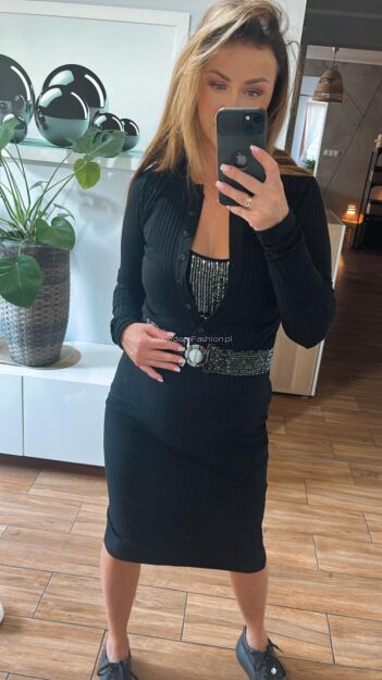 BY O LA LA...! ZESTAW SUKIENKA + CEKINOWY TOP CZARNY