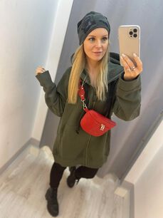BY O LA LA! DRESOWA BLUZA ZIP KHAKI