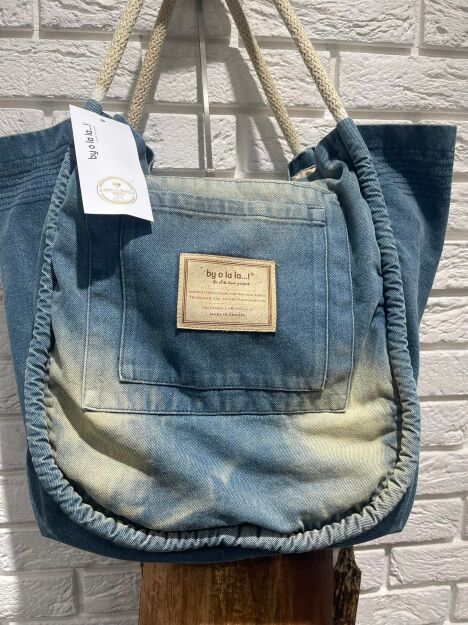 BY O LA LA !DZIANINOWA TOREBKA SHOPPER NIEBIESKA