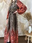 BY O LA LA! SUKIENKA MAXI ZWIERZĘCY PRINT BRĄZ/POMARAŃCZ - 3