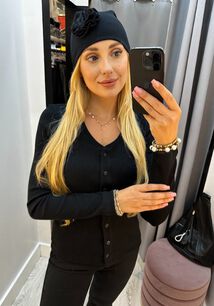 BY O LA LA...! BLUZKA BASIC HERB GUZIKI CZARNA